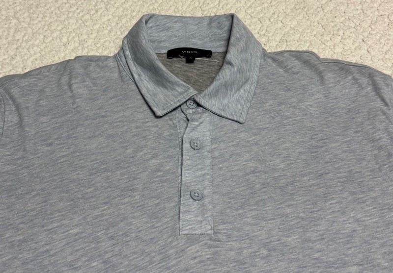 Vince Men's Light Blue/Gray Double Layer Short Sleeve Polo T-Shirt Size S NWOT gallery