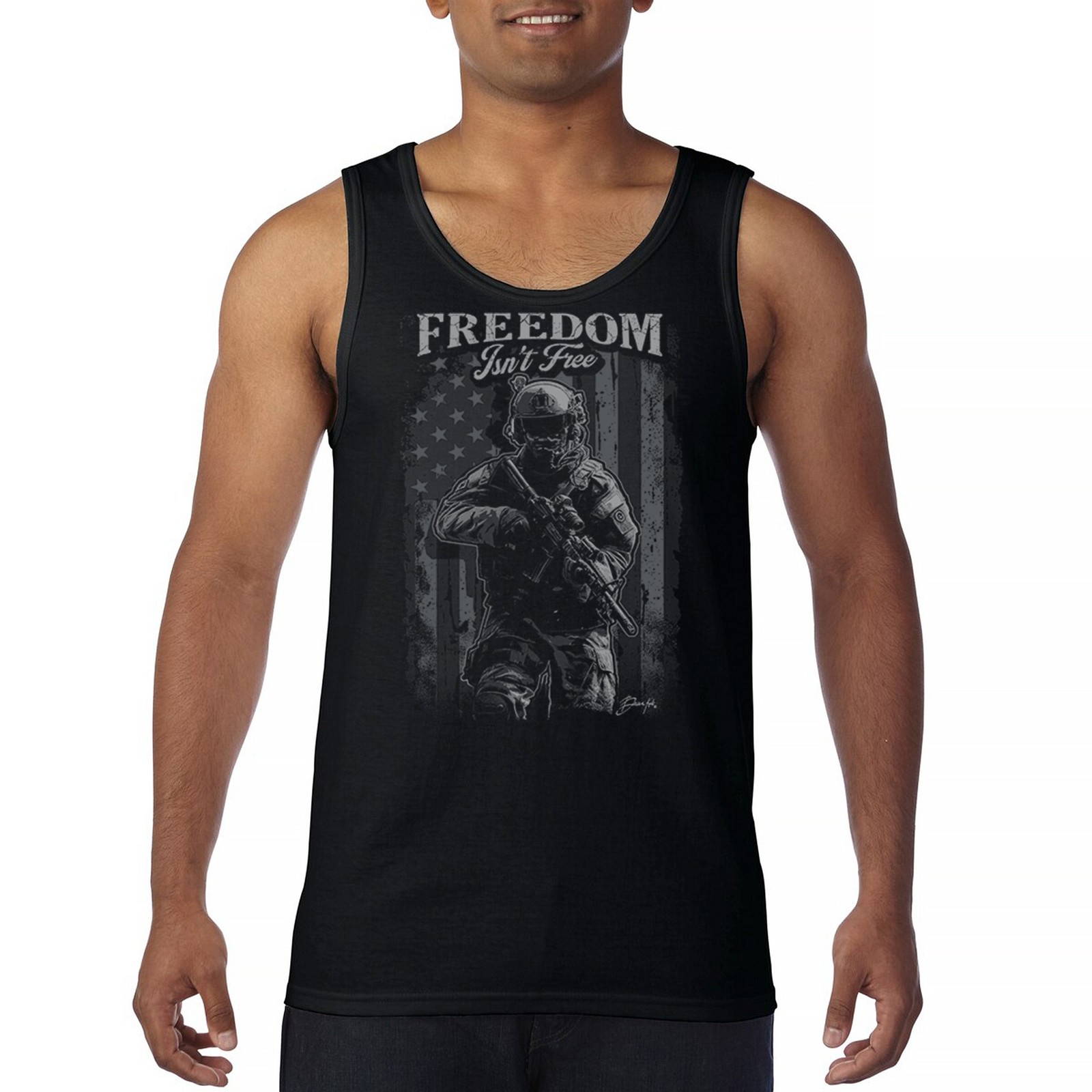 Freedom Isn’t Free Tank Top American Hero Patriotic Soldier DD 214 Men’s Top