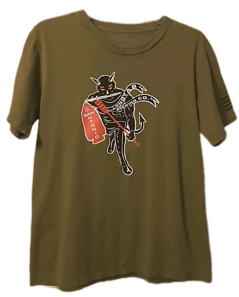Men's T Shirt (S) Green Beret Special Forces Black Devils Longtab Brewery Olive gallery
