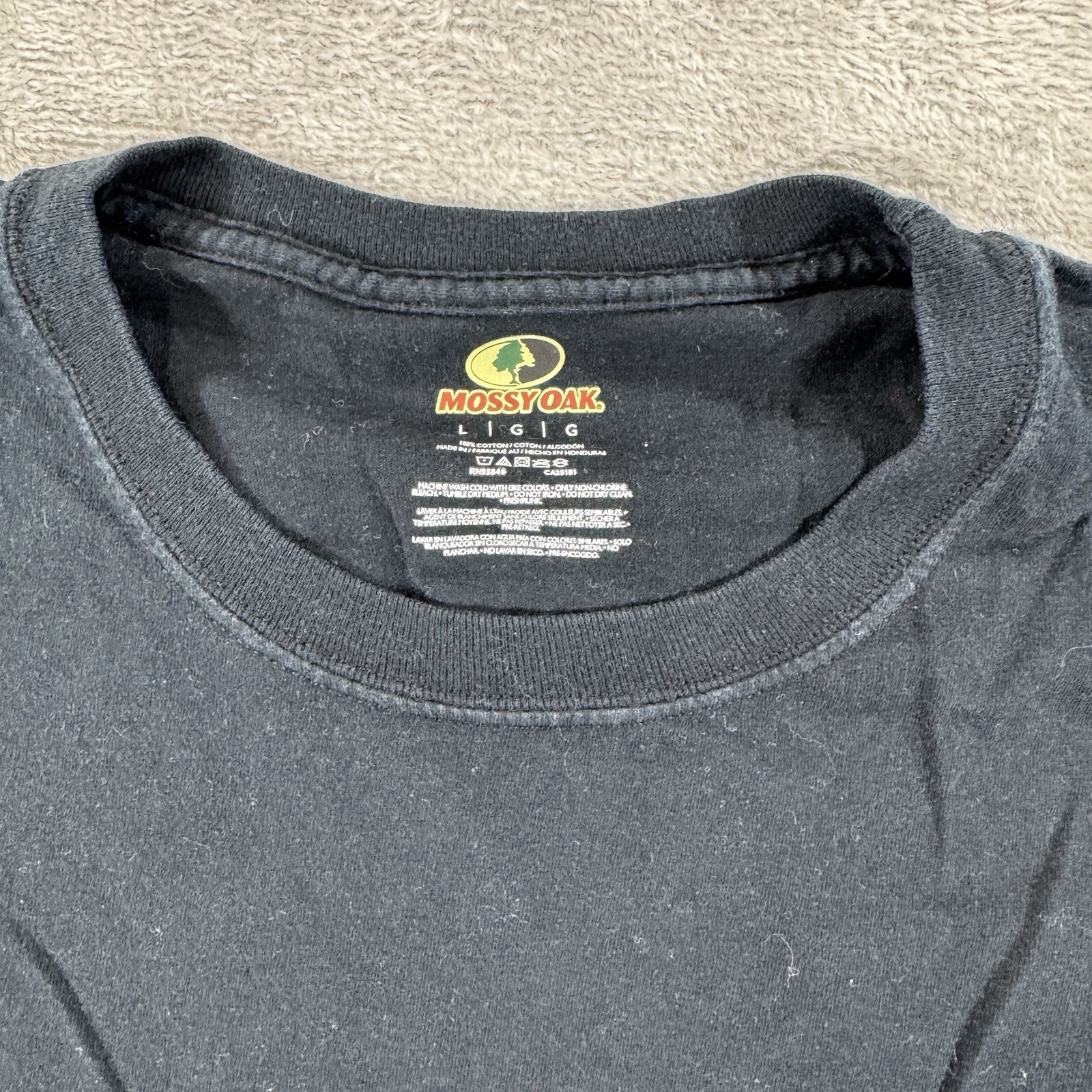 Mossy Oak Men's Black Outdoor Retro Hunting Graphic Tee Shirt Size Large Logo gallery