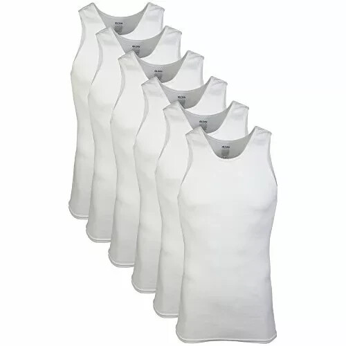 Gildan Men's A-Shirt Tanks, Multipack, Style G1104, White Tank Tops gallery