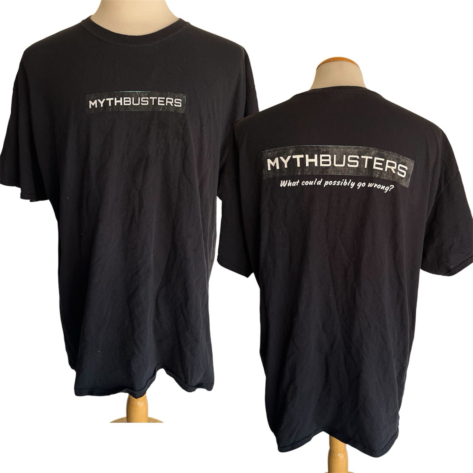 MYTHBUSTERS (2007) “What Could Possibly Go Wrong” Discovery Channel T-Shirt 2XL