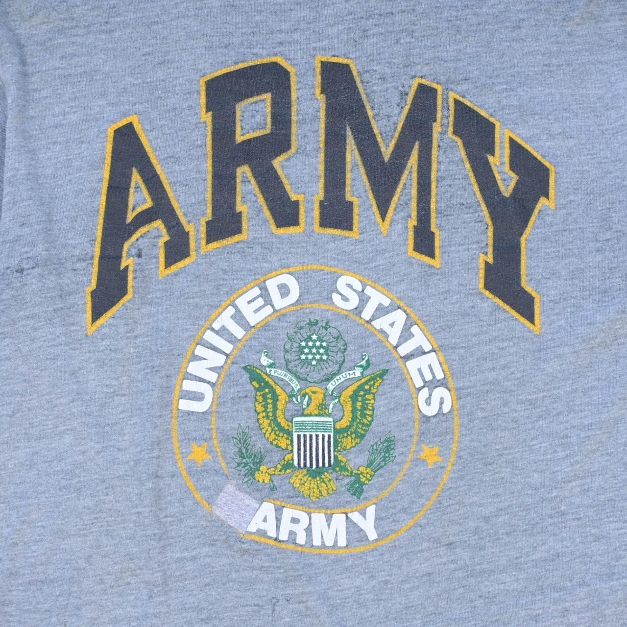 Vtg US Army Heather Gray Single Stitch Destroyed Hanes T Shirt Poly Cotton L gallery