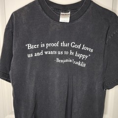 Vintage Benjamin Franklin Beer Shirt Mens Large Gray Funny Quote Tee 1997 Gildan