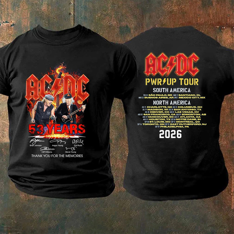 AC DC POWER UP Tour America 2026 Tshirt, AC DC 53 Years Anniversary T-Shirt