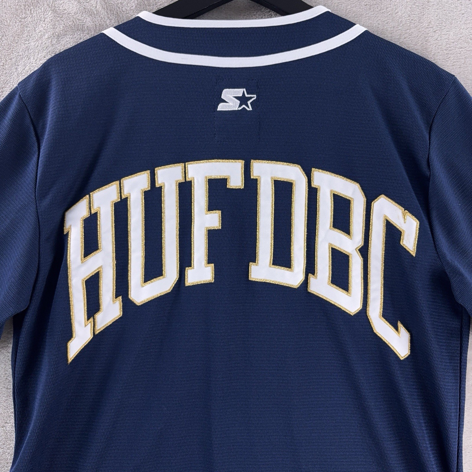 Starter HUF DBC Baseball Jersey Mens Size Small Navy Button Front Logo Casual gallery