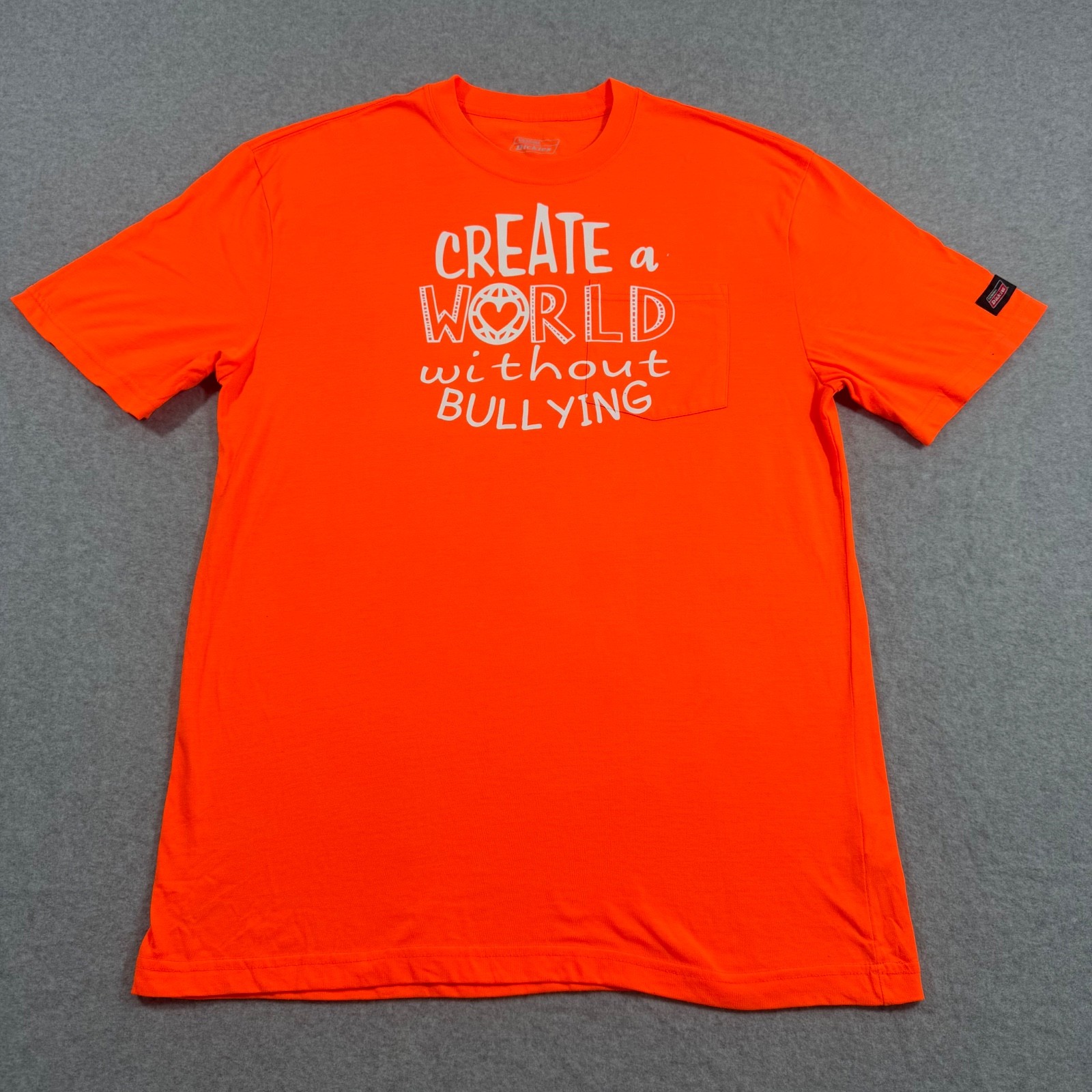 Dickies Create A World Without Bullying Orange Pocket T-Shirt Large Short Sleeve gallery