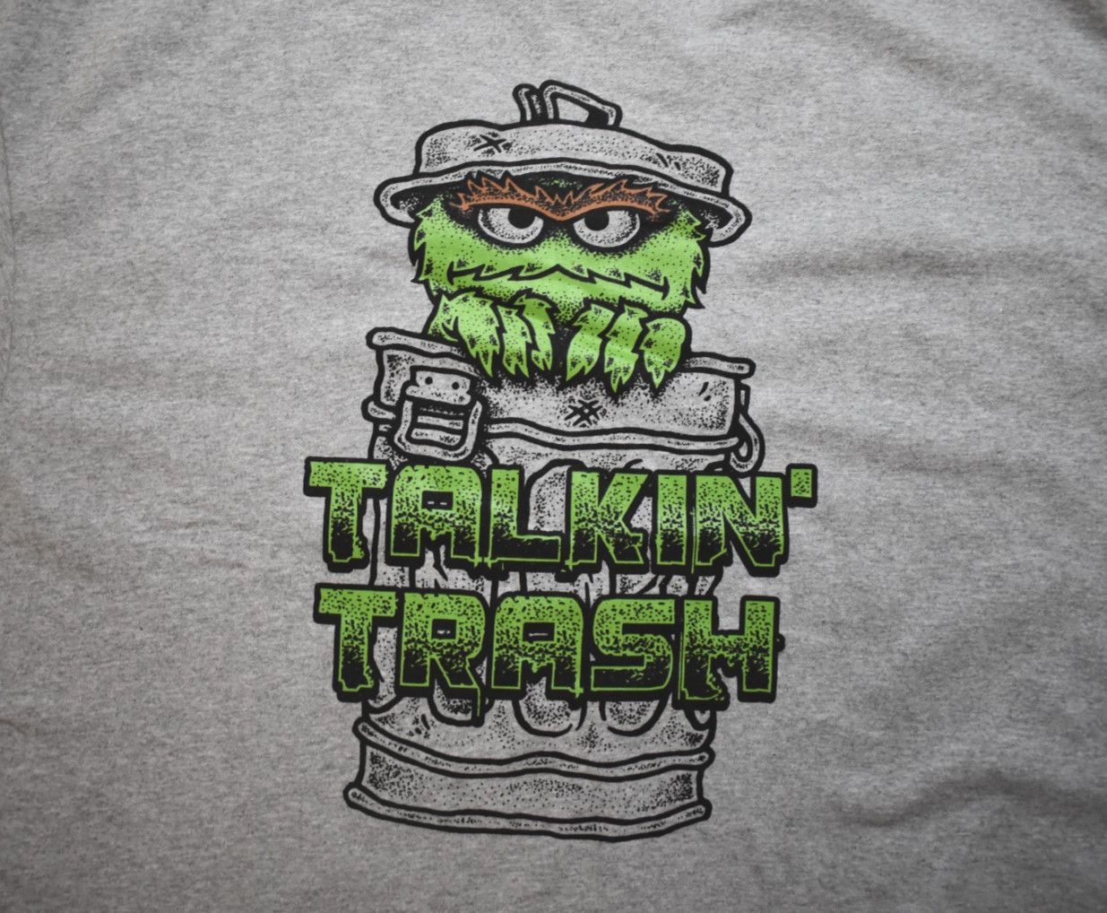 Sesame Street Oscar The Grouch Talking Trash Mens Funny Gray Shirt NWT 2XL gallery