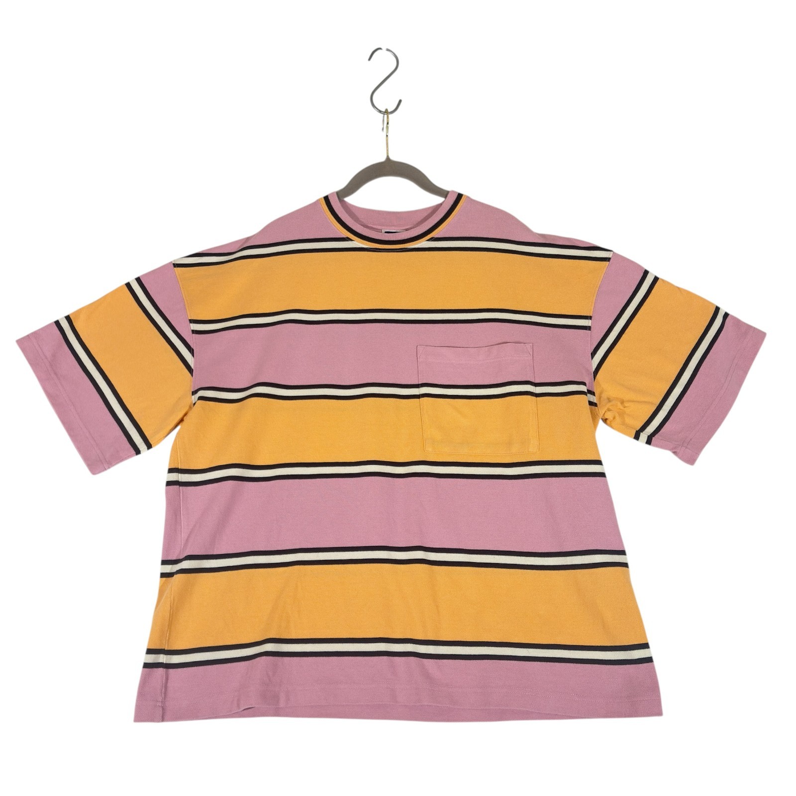 LEVI’S VINTAGE CLOTHING LVC 80’S WIDE T- SHIRT STRIPED SMALL ORANGE PINK gallery
