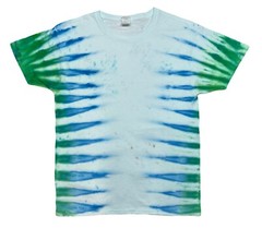 Thr333 Handmade Green & Blue Spikes Ice Tie Dye T-Shirt (Large)