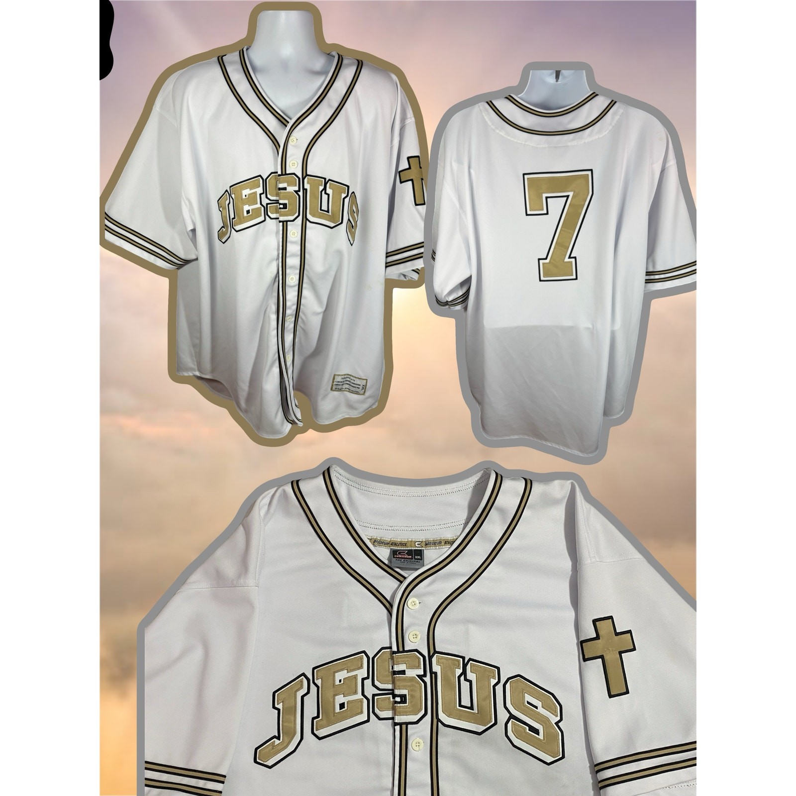 Colosseum Athletics Jesus Christ Baseball Jersey — White Stitch Logos 2XL gallery