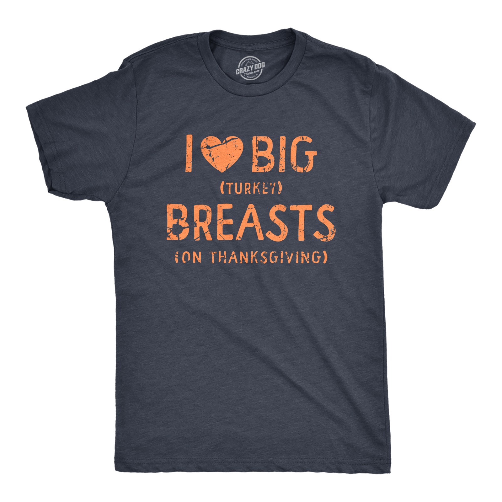 Mens I Heart Big Turkey Breats T Shirt Funny Yummy Thanksgiving Dinner Tee for