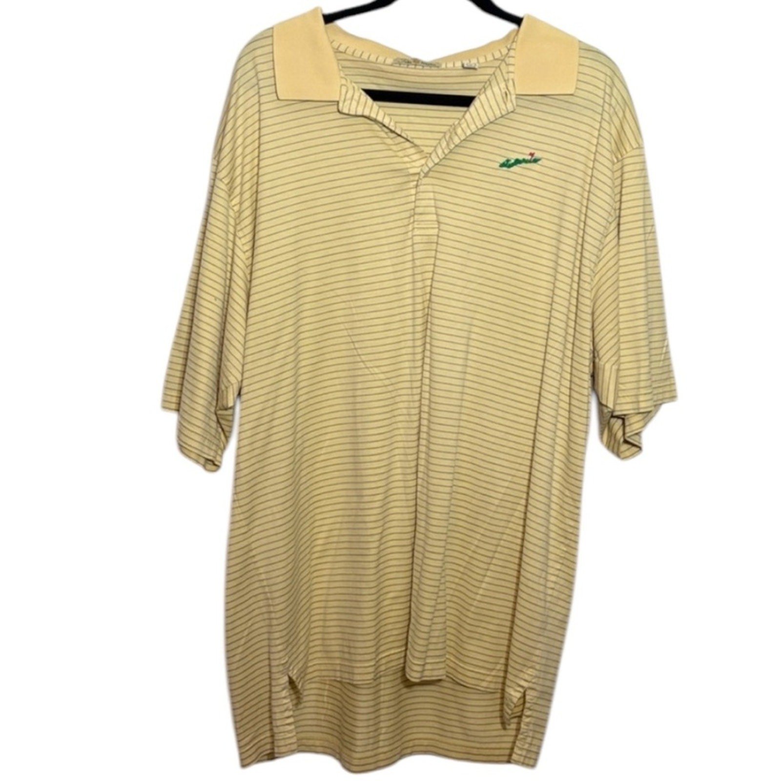 Peter Millar Vintage Tag Yellow Striped Polo Shirt with Textured Fabric XXL gallery