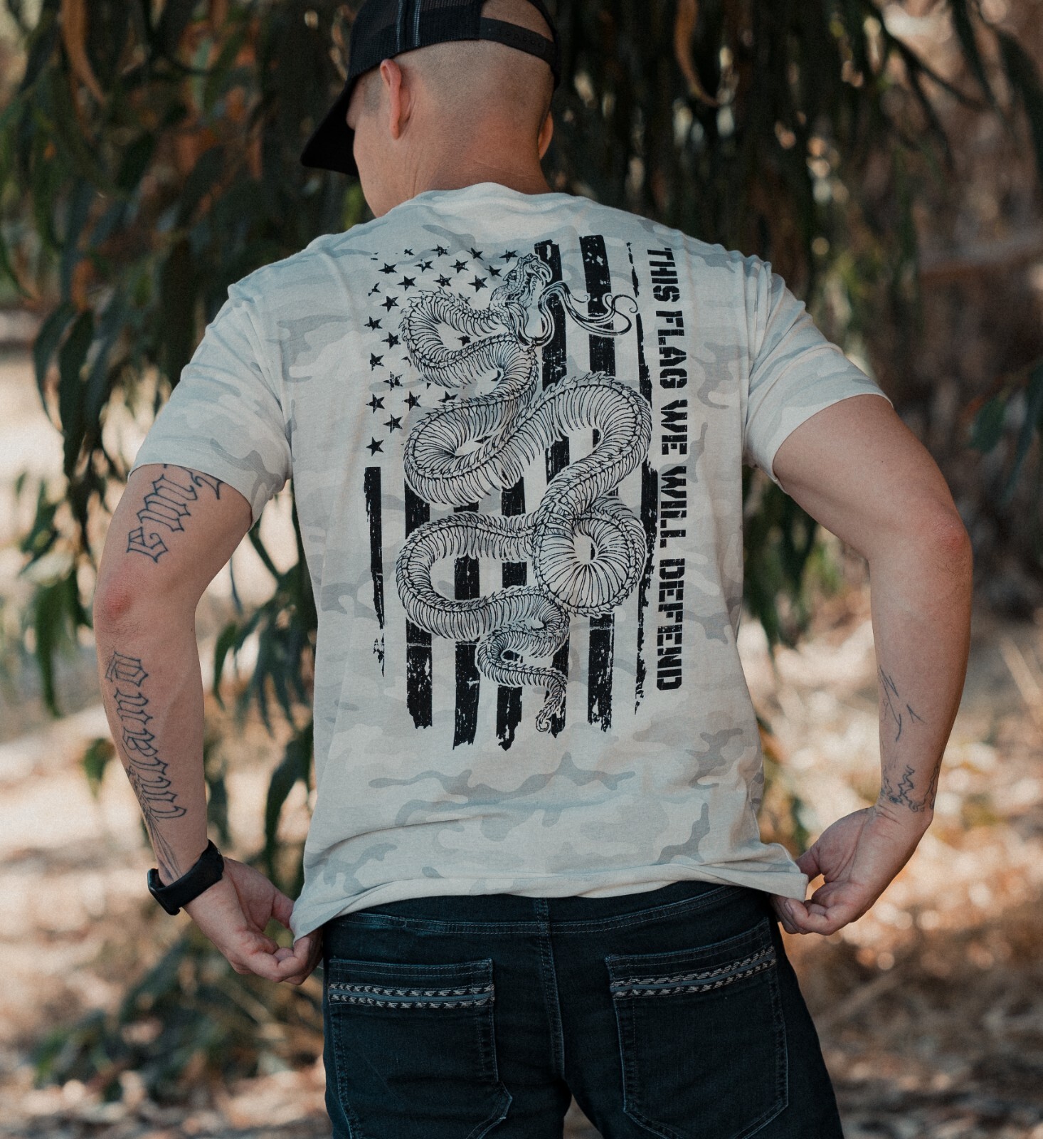 HOWITZER Men's T-Shirt DEFEND FLAG Military Grunt White S M L XL 2XL 3XL 4XL gallery