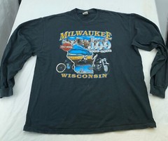 vtg HARLEY DAVIDSON MOTORCYCLE LONG SLEEVE T-Shirt XL milwaukee wisconsin biker