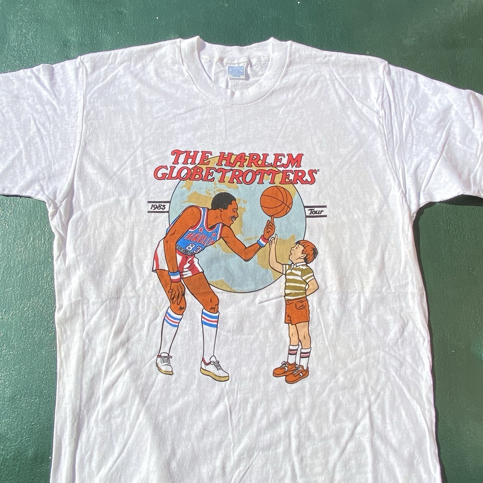 Vintage 80s Harlem Globetrotters T Shirt 1983 Tour USA Basketball Single Stitch gallery