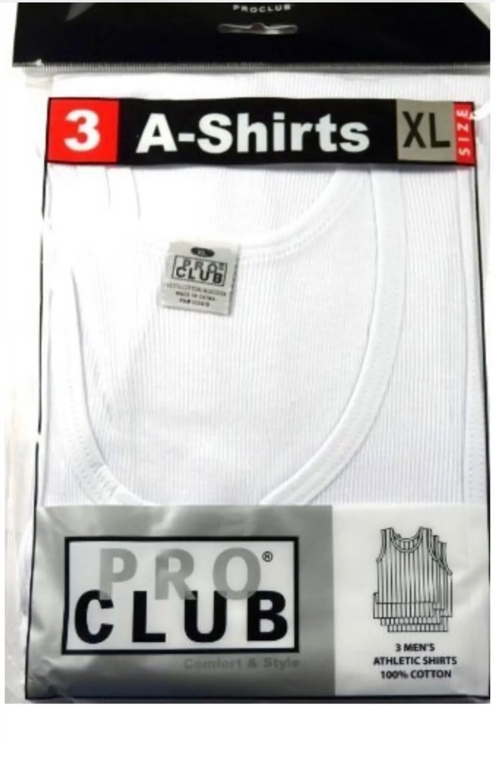PRO CLUB MENS A SHIRTS 3 PACK OR 6 PACK RIBBED COTTON TANK TOP BLACK OR WHITE