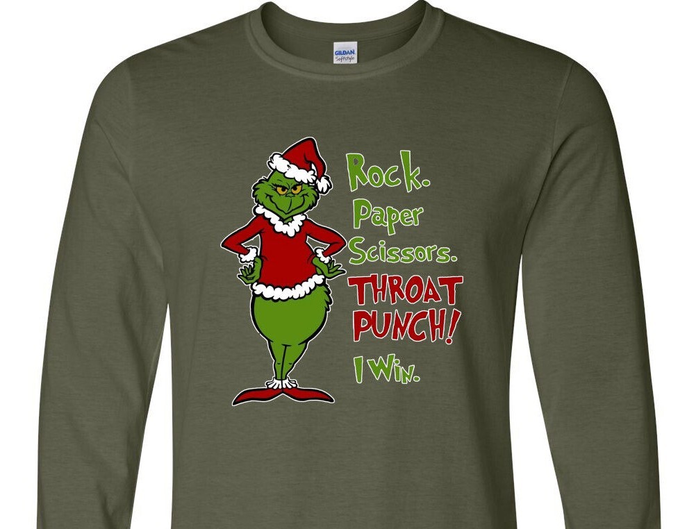 The Grinch – Rock, Paper, Scissors, Throat Punch, I Win! – Long Sleeve T-Shirt