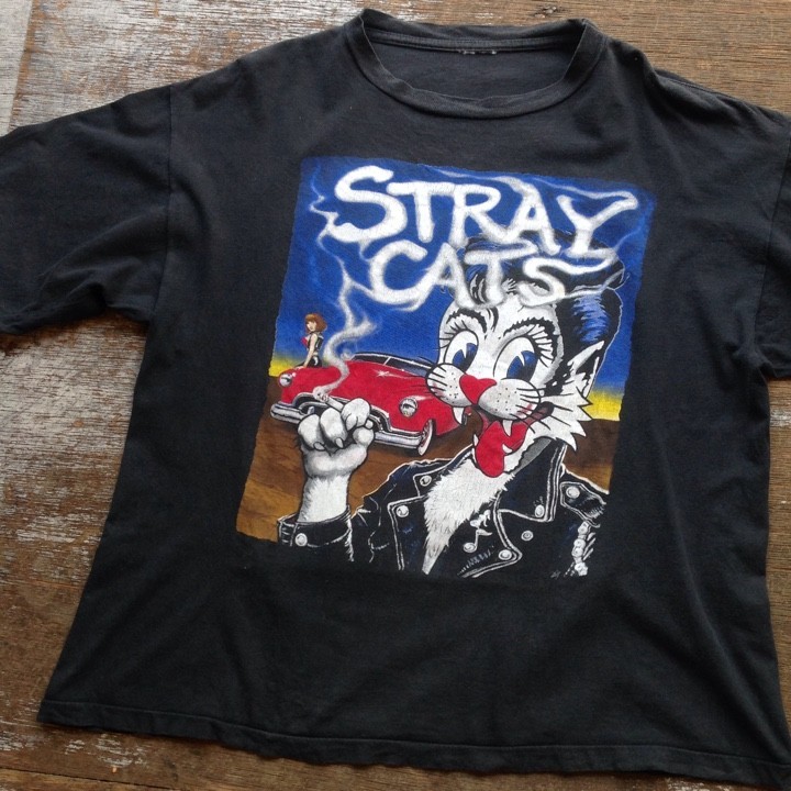 Vintage 90s STRAY CATS Reprinted Black Unisex Cotton T-Shirt S-234XL gallery