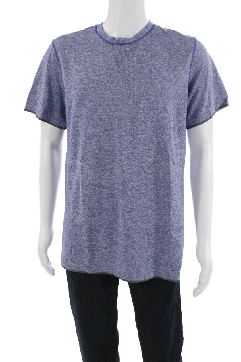 Lululemon Mens Blue Short Sleeve Crew Neck Polyester Nylon Blend T-Shirt Size M