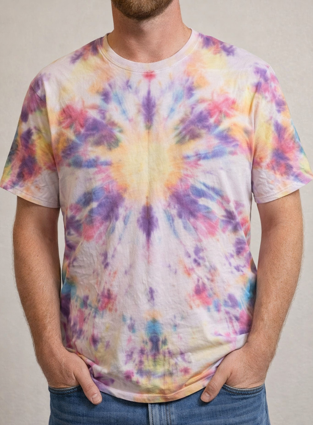 Handmade Kaleidoscope Tie Dye Shirt Size M Men's Wrangler Cotton Short Sleeve gallery