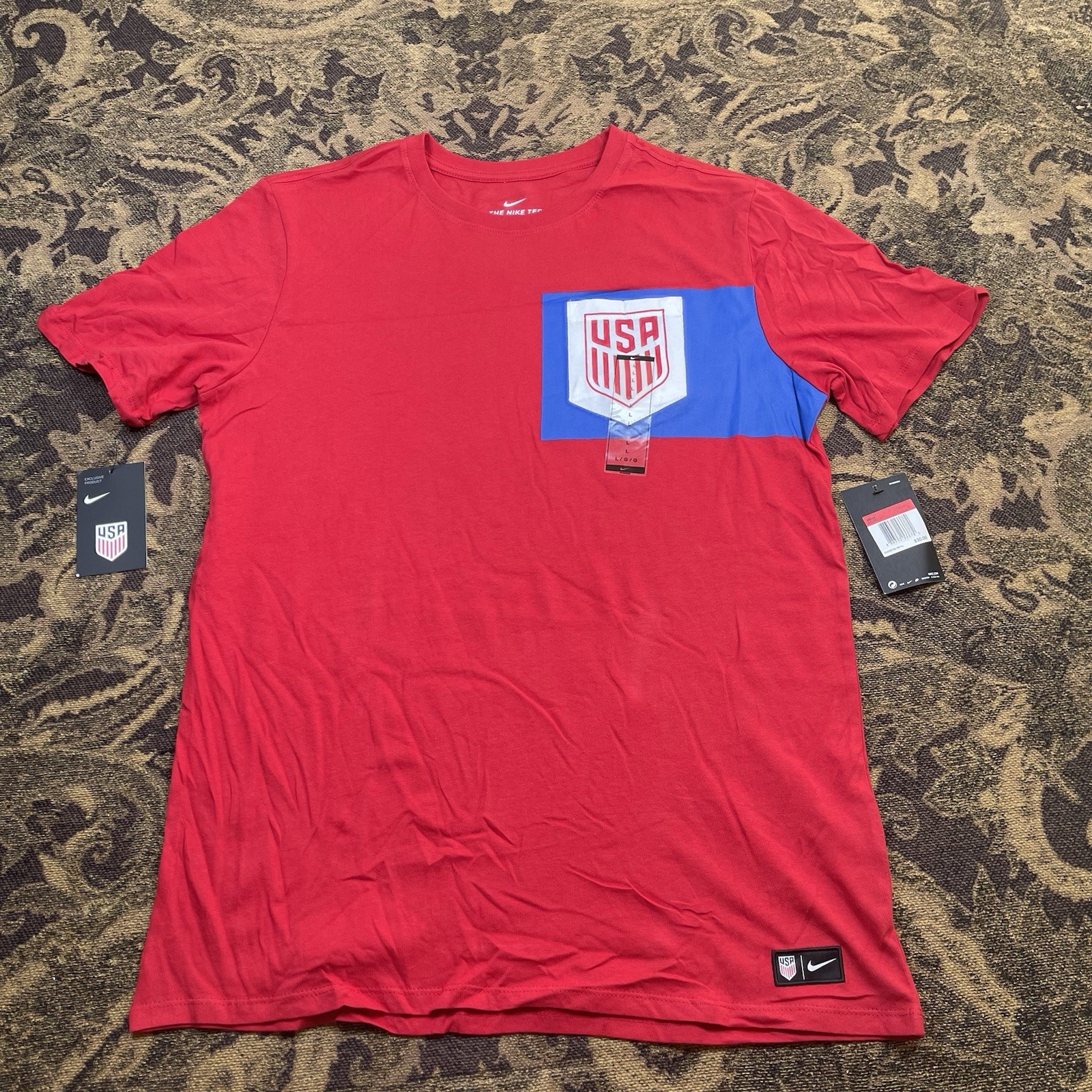 Nike Team USA Men’s National Soccer Team Athletic Cut T-Shirt Size Large New Red