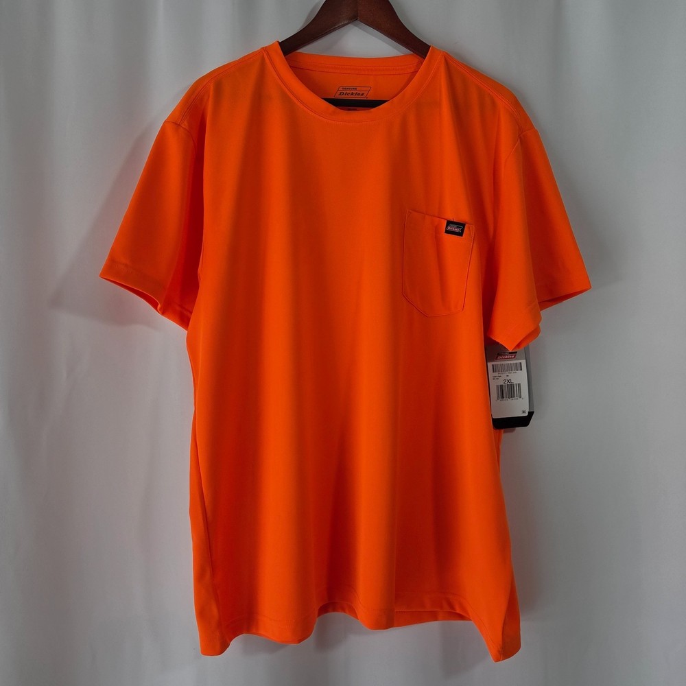 Genuine Dickies Men SIZE 2XL Short Sleeve Regular Fit Performance T Shirt Orange