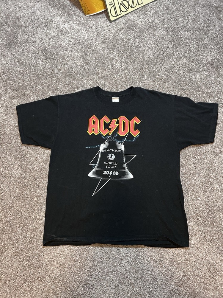 2000s AC/DC Black Ice 2009 World Tour Rock And Roll Rock Band Tee Sz 2XL