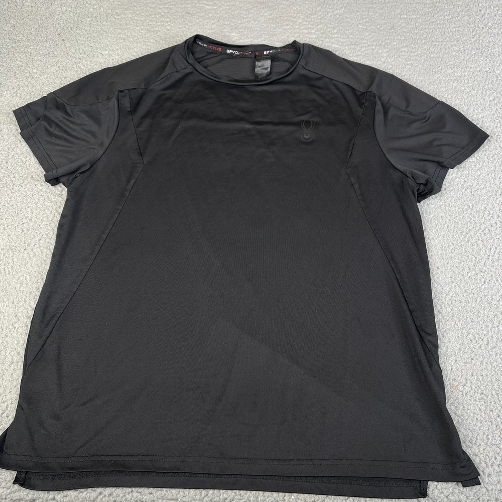 Spyder Active T-Shirt Men Large Black Short Sleeve Crew Neck Performance Stretch
