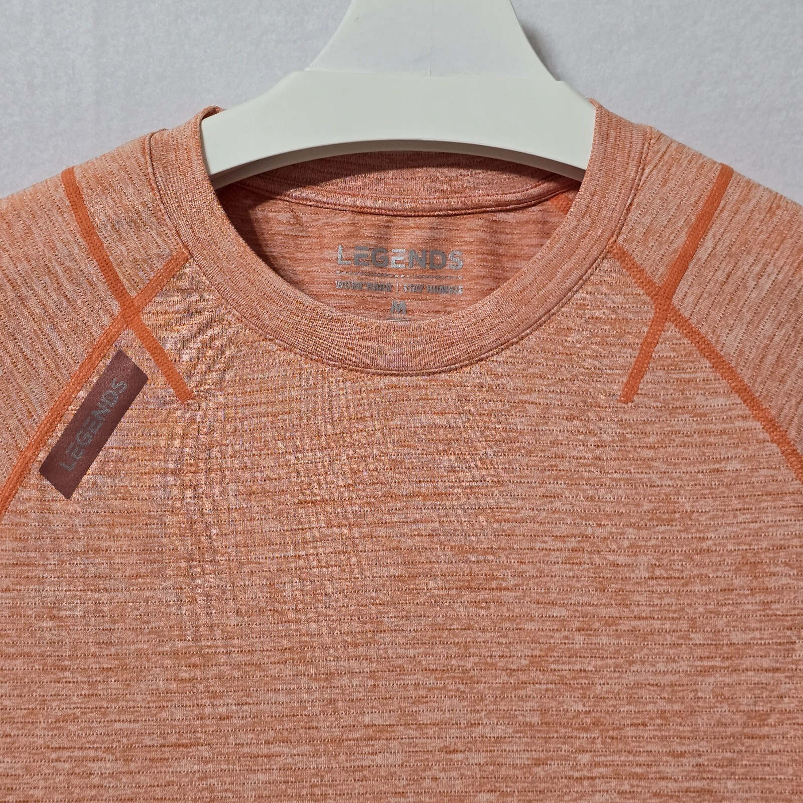 $50 Legends Mens Enzo Tee Coral Heather Sz Medium Athletic Scalloped Hem NWT gallery