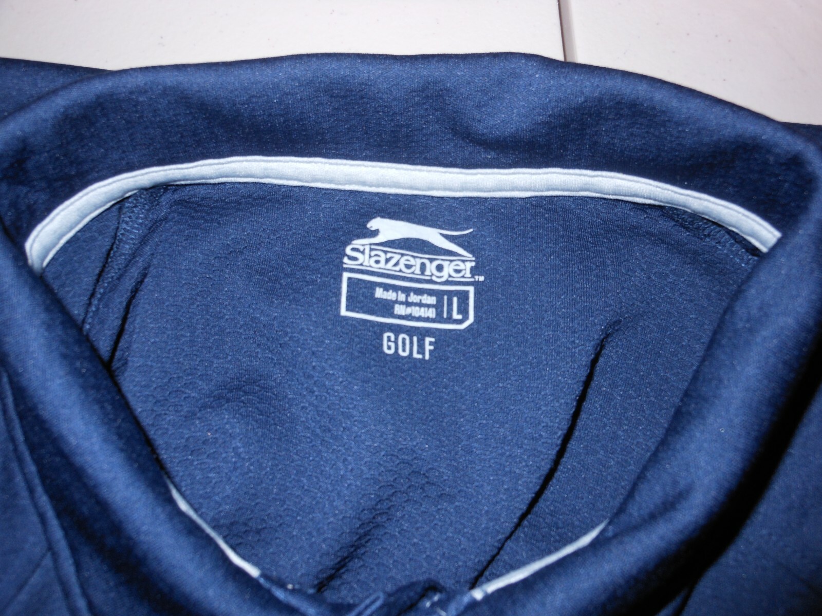 Slazenger Men's Blue Golf Short Sleeve Polyester Collared Polo T Shirt Size L gallery