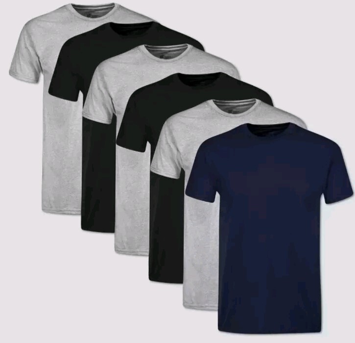 Hanes 6-pack Mens Crew Neck T-Shirt 100% Cotton Crewneck Tees Black/Gray XL gallery