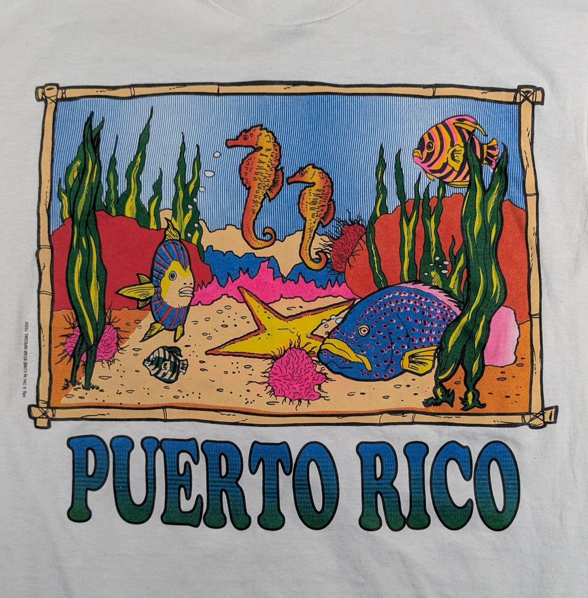 Vintage Puerto Rico Shirt Mens Medium White Hanes Ocean Sea Life Graphic Tee USA gallery