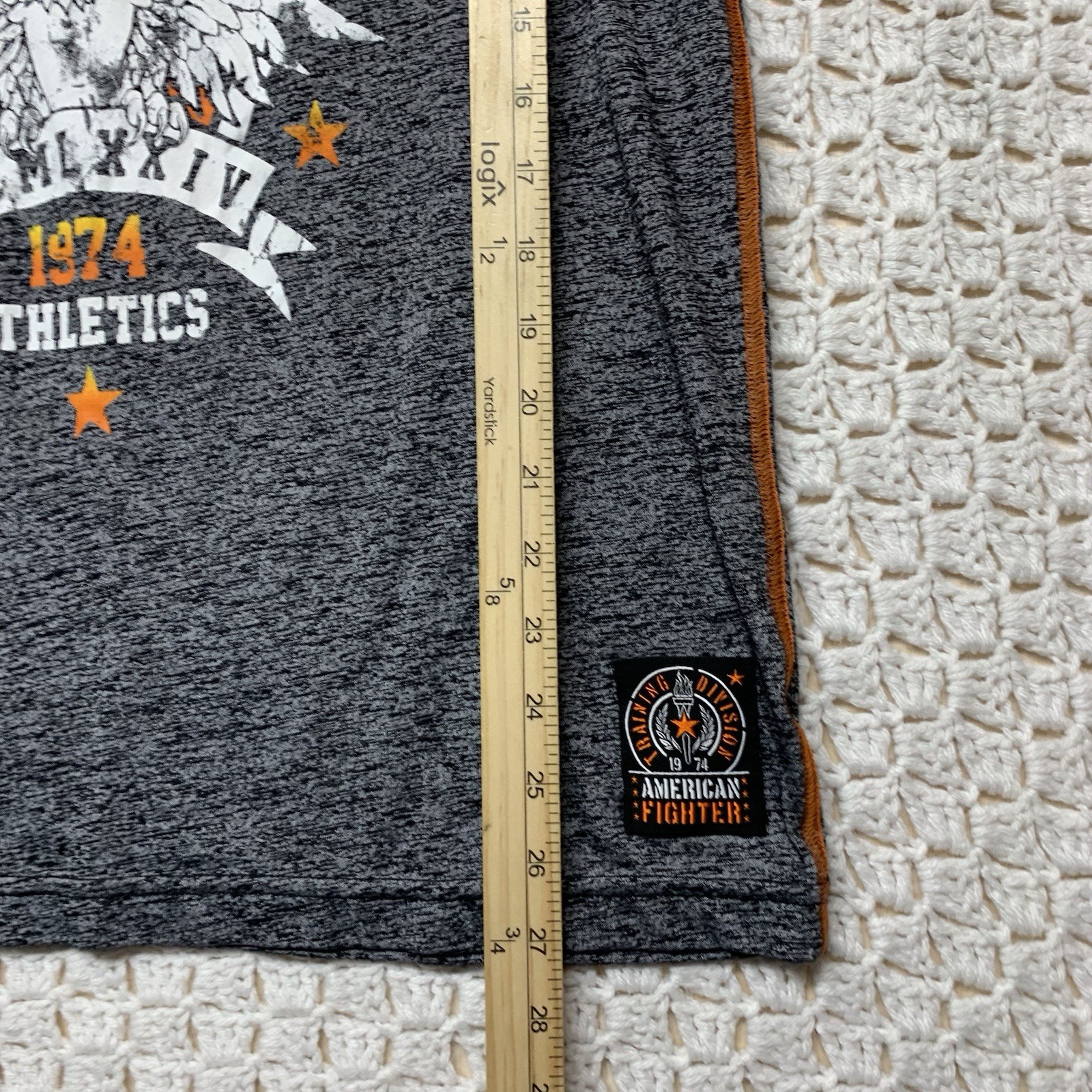 American Fighter Mens Graphic T-Shirt Size M Gray Orange White USA Made gallery