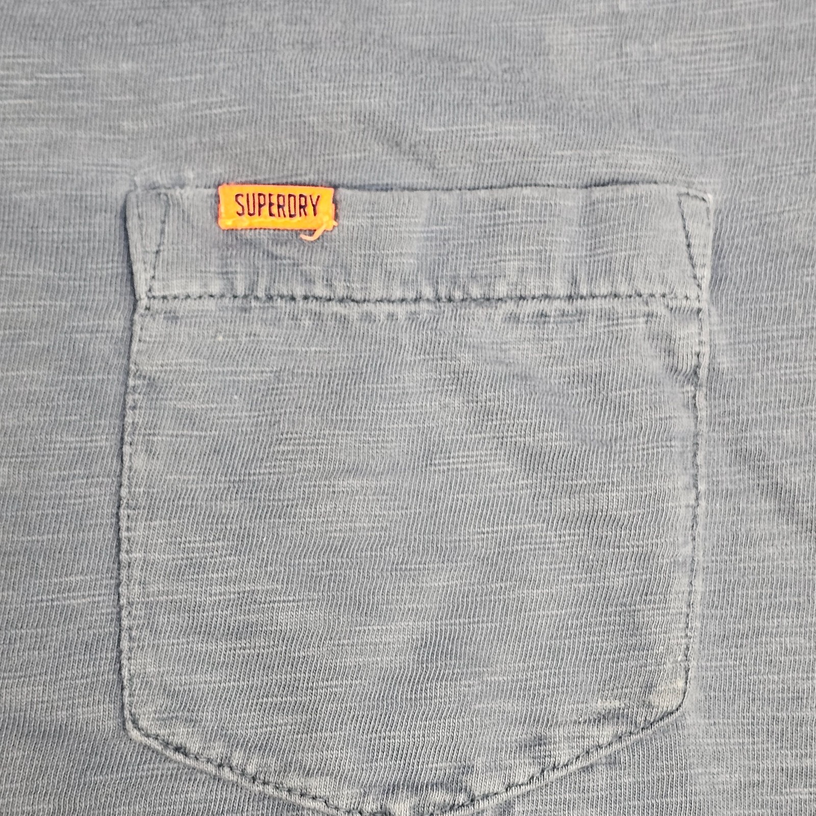 Distressed* Superdry Shirt Medium Pocket Logo T-Shirt Mens Blue V1 gallery