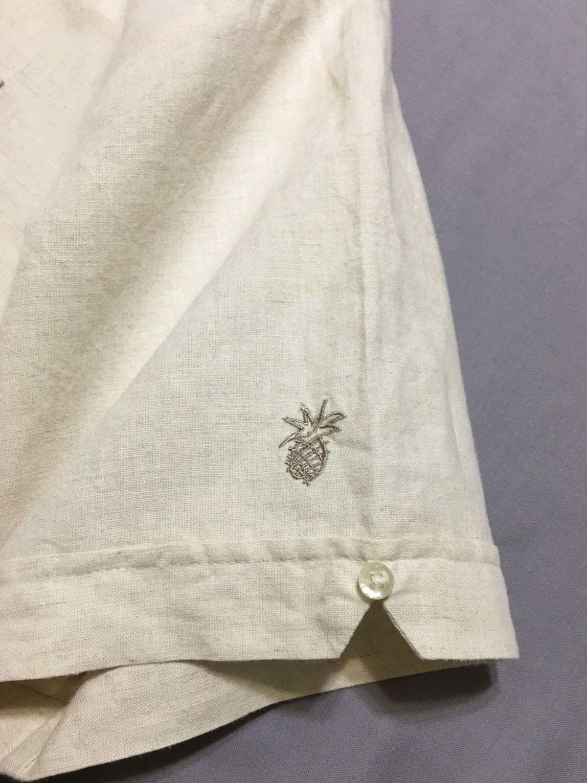 Mens Cubavera Sz L Beige Linen Blend Caribbean Button Up Shirt Great Details VGC gallery