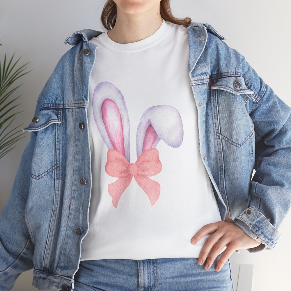 Easter Bunny Tee with Bow, Holiday Gifts, Many Color Options, Tee for Easter