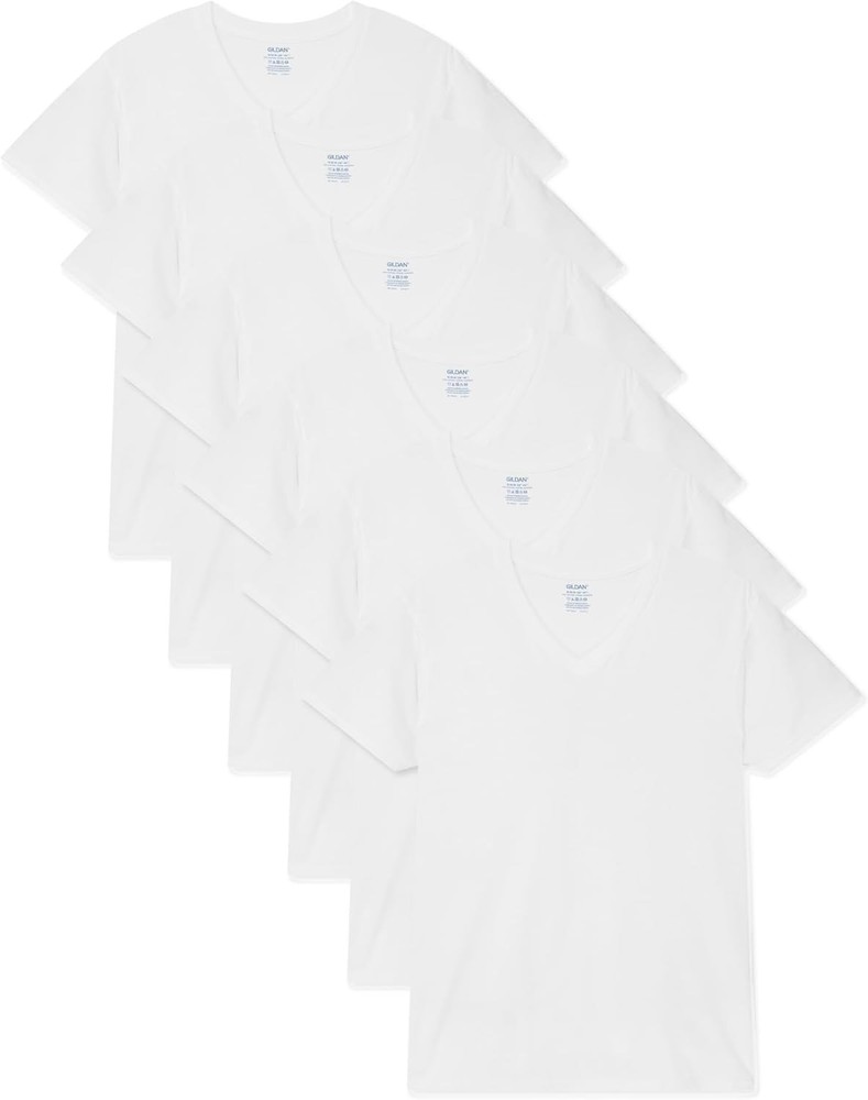 Gildan Men’s V-Neck T-Shirts, Multipack, Style G1103 XX-Large, White (6-pack)