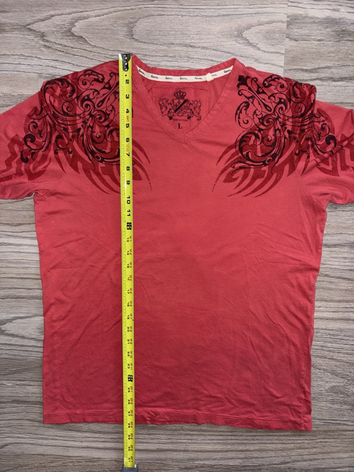 Vintage Guess Tribal Tattoo T-Shirt Mens (L) Affliction Goth Grunge Y2K Punk gallery