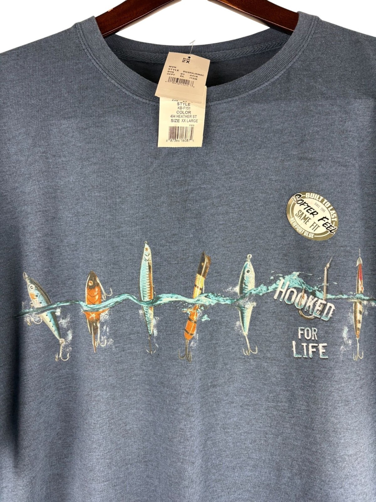 NWT Summer Fisherman Angler Coastal Beach Soft Cotton Blend Tee Shirt, Men's 2X gallery