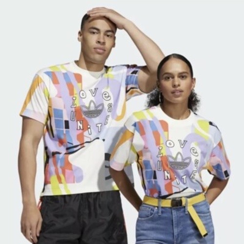 Adidas Love Unites AOP Multicolor Camo Tee T Shirt Short Sleeve XXS 2XS gallery