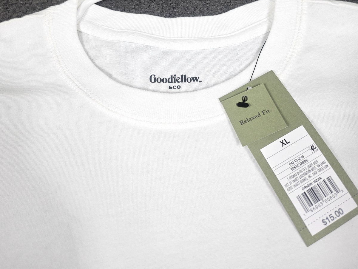 Men's Crew Neck T Shirt XL White "Pack of 2" Pocket Relaxed Fit Goodfellow Co gallery