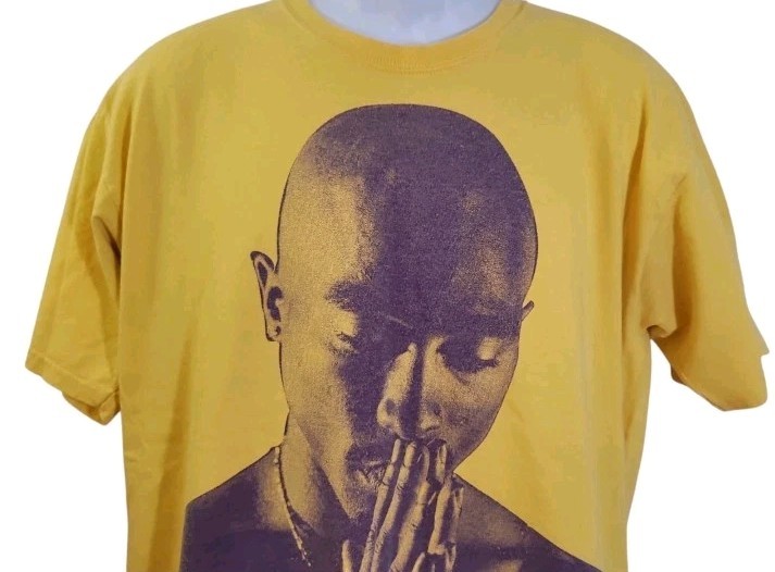 Vintage Tupac Mens L Yellow Graphic Print "How Long Will They Mourn Me" T-Shirt gallery