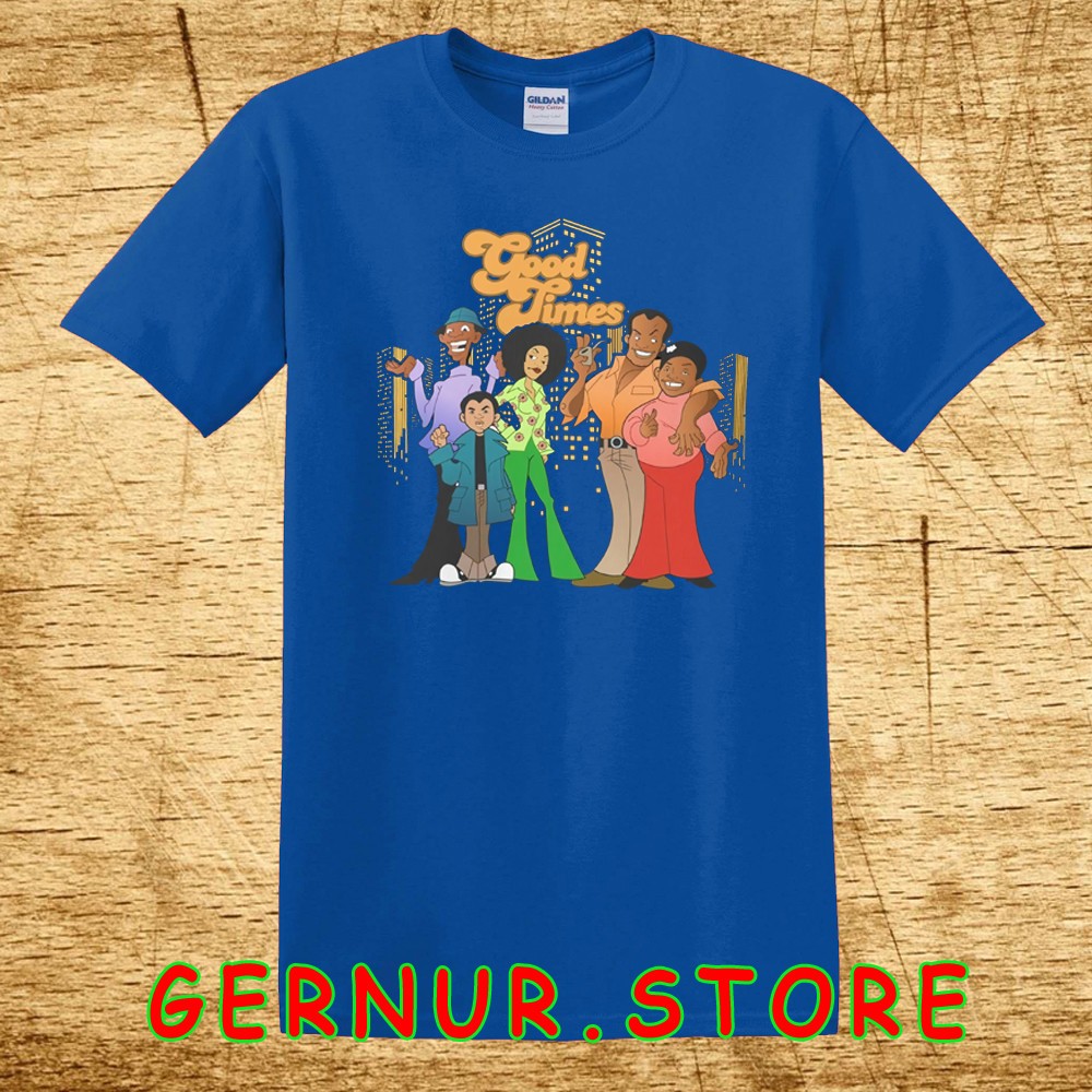 Good Times 70’s Tv Sitcom Animated Retro Style Of Cast Blue Size S to 5XL