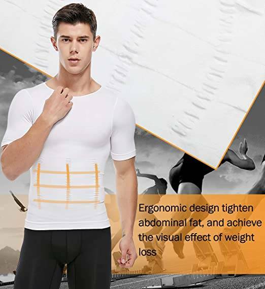 Men T-shirt Male Body Shaper Compression Shapewear Fitness Tummy Control Vest US gallery