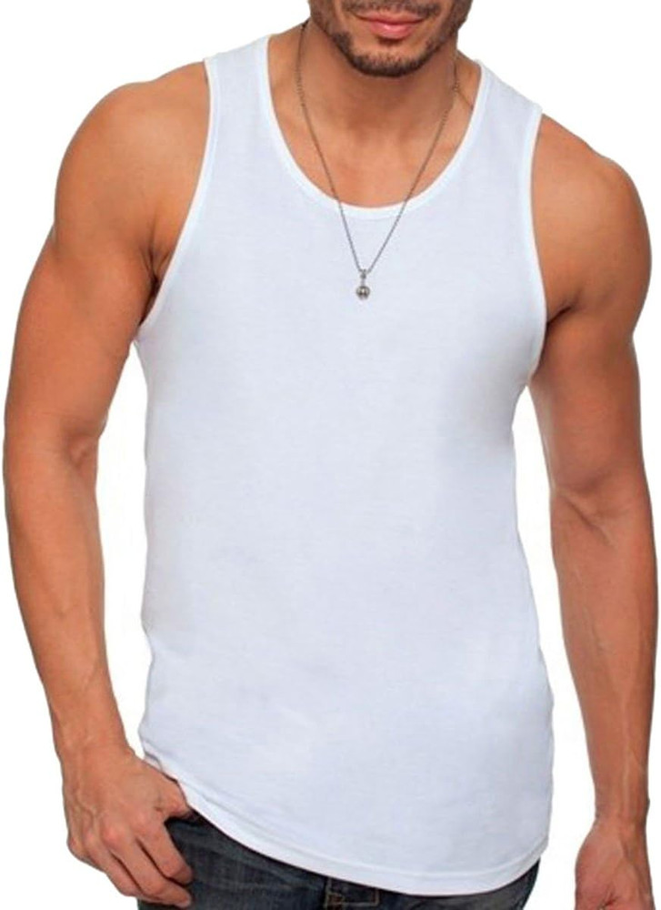 Men’S Cotton Tank L WHITE