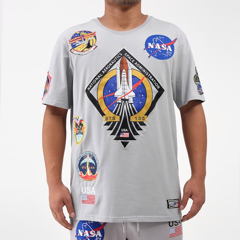Hudson NASA T-Shirt The Meatball Space Big Patch T-shirt Short Sleeve Tee – Gray
