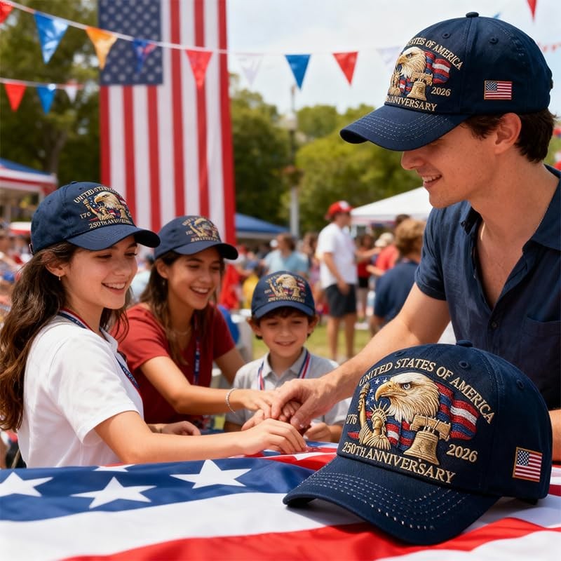 USA Hat 250 Year American Anniversary Hat Adjustable Commemorative gallery