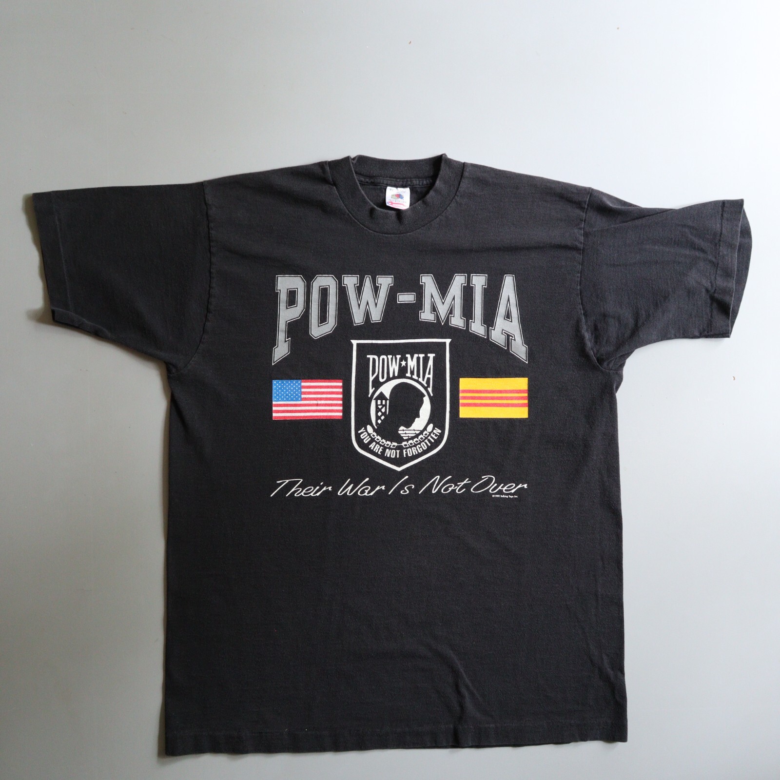 Vintage 90s Pow Mia Vietnam War Shirt Adult Large Mens L Black Single Stitch USA