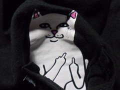 Small Rip N Dip Pocket Tee cut Out Middle Finger T Shirt